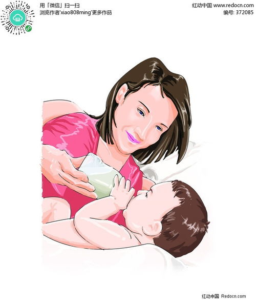 妈妈给小宝宝喂奶卡通画psd素材免费下载红动网