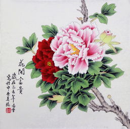 已售凌雪三尺斗方国画写意花鸟画花开富贵913
